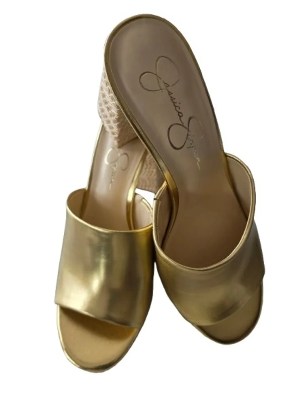 Jessica Simpson Gold Slide Sandals
